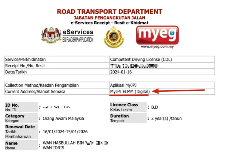 Perbaharui Lesen Memandu Hantar ke MyJPJ